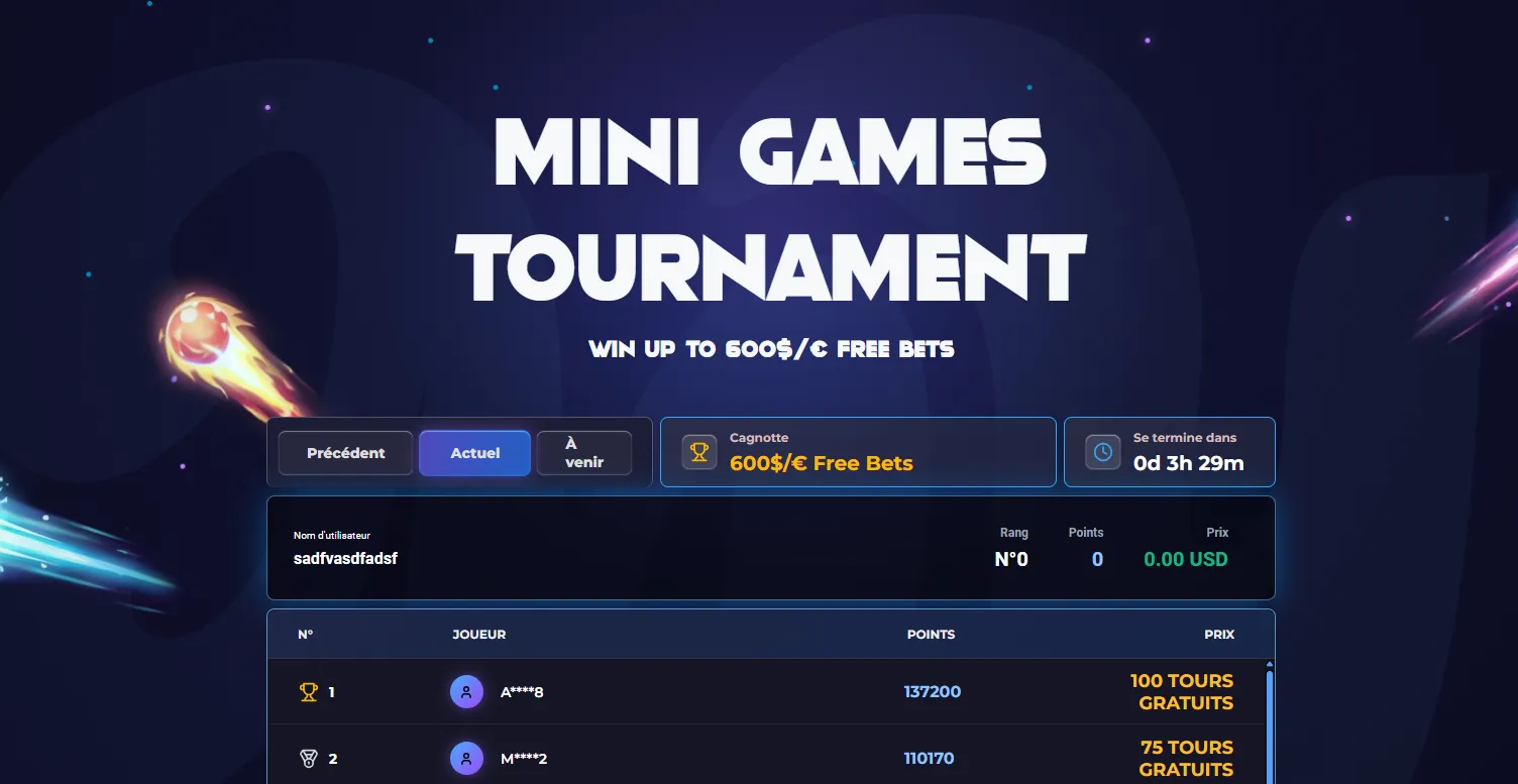 MyStake daily mini-games race leaderboard screenshot