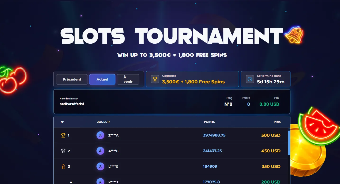 MyStake weekly slots tournament screenshot