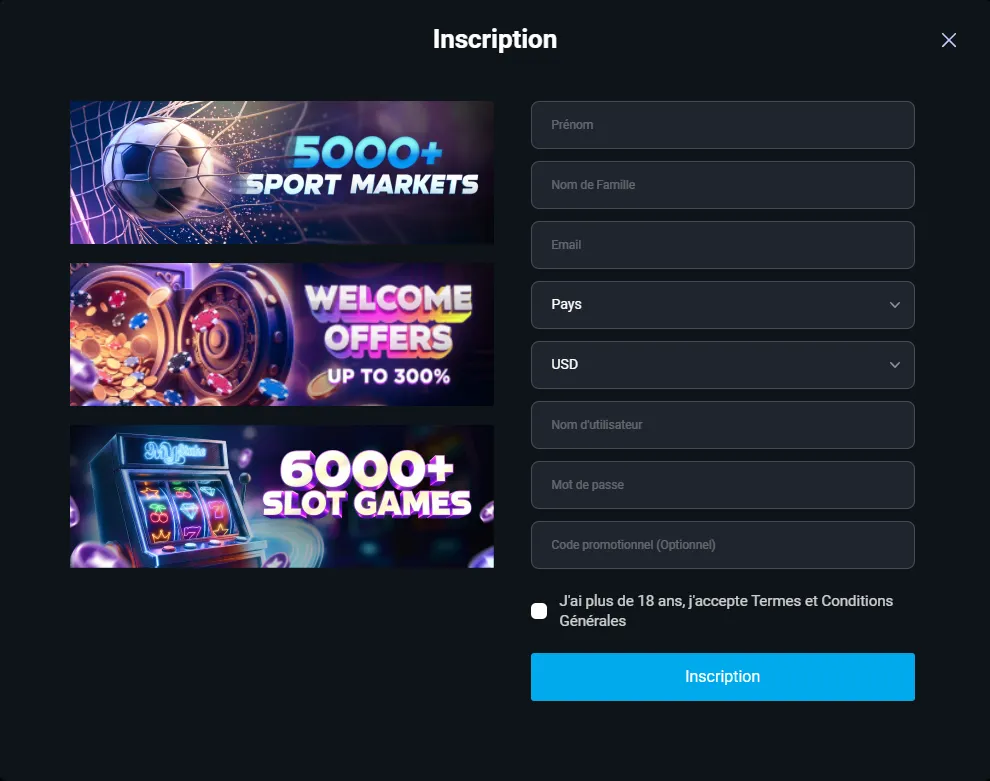 MyStake registration form with promo code field screenshot